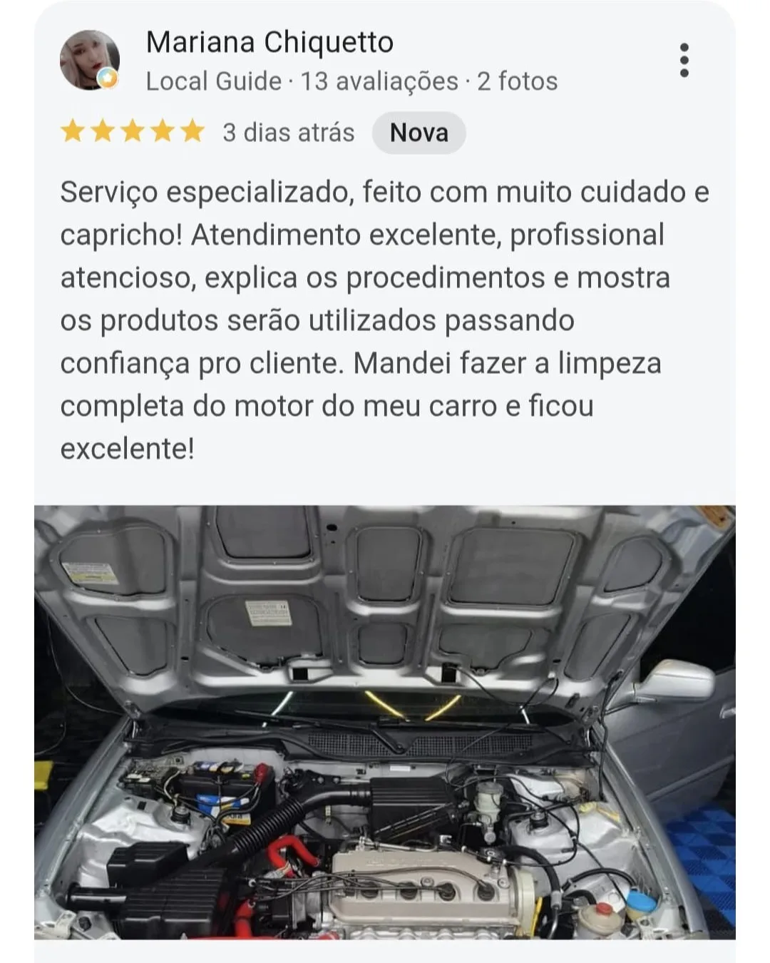 Print de avaliação de cliente no Google - Itamaraty Estética Automotiva