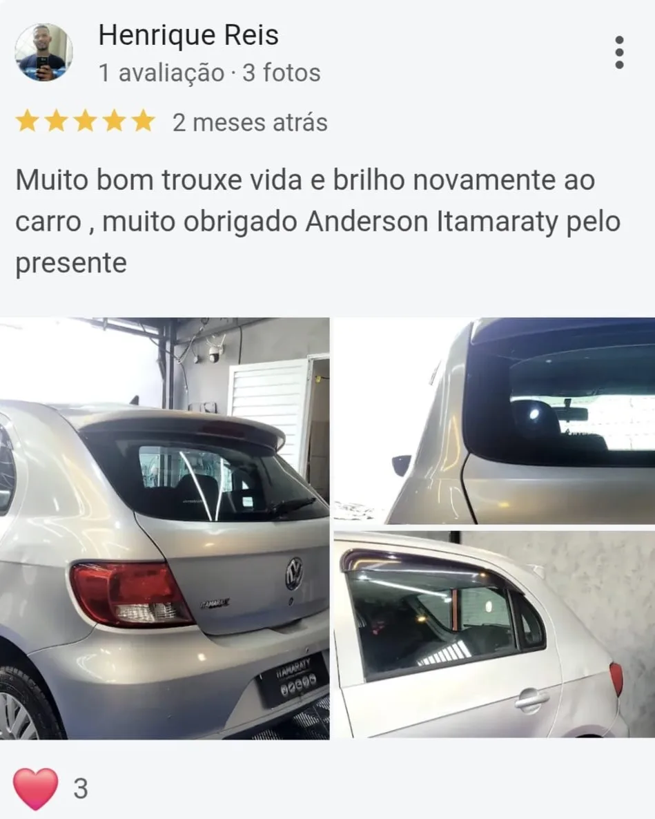Print de avaliação de cliente no Google - Itamaraty Estética Automotiva