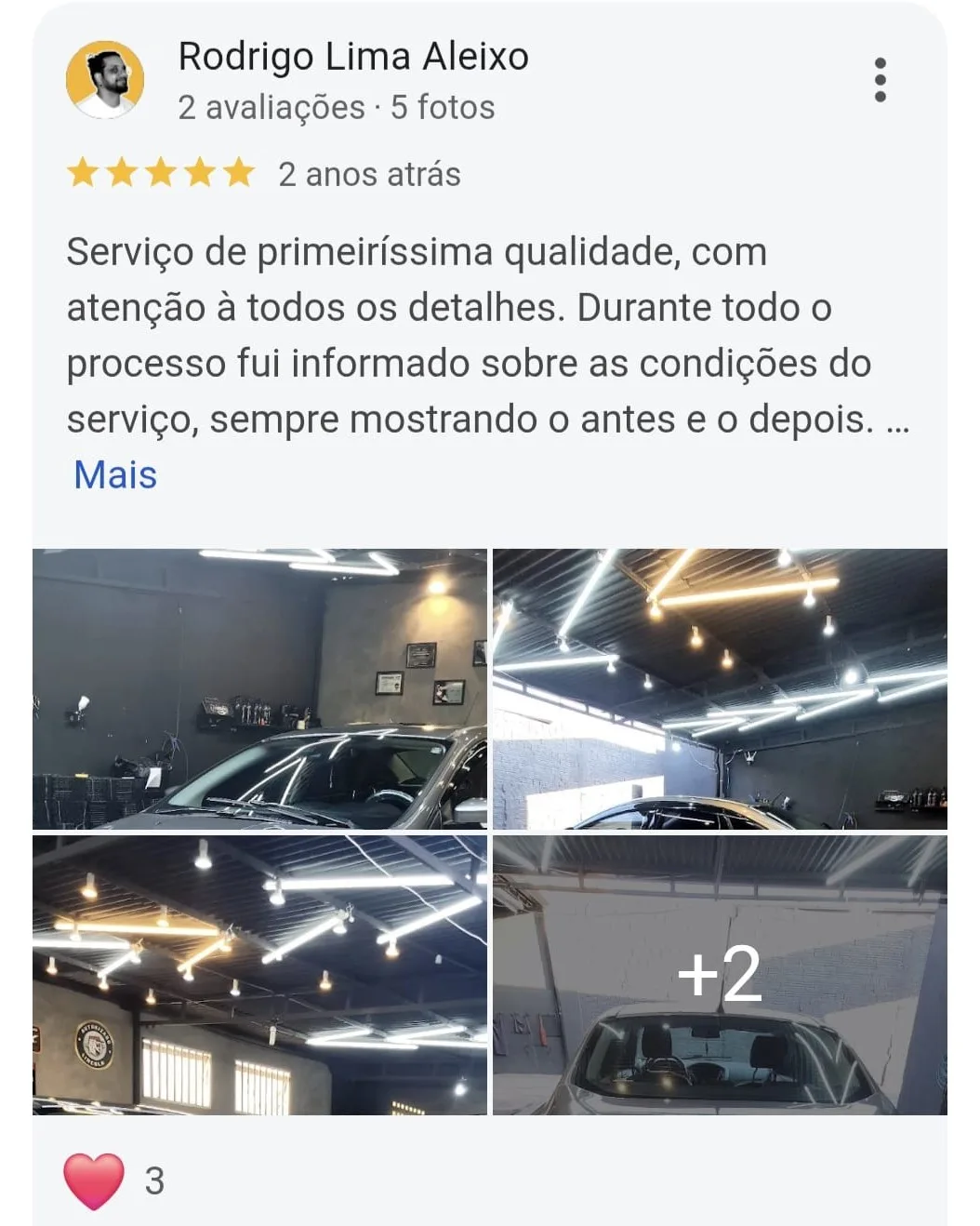 Print de avaliação de cliente no Google - Itamaraty Estética Automotiva